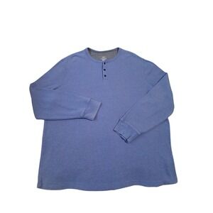 George Waffle Knit Men's size 3X Grungecore Preppy Casual Thermal Henley Shirt